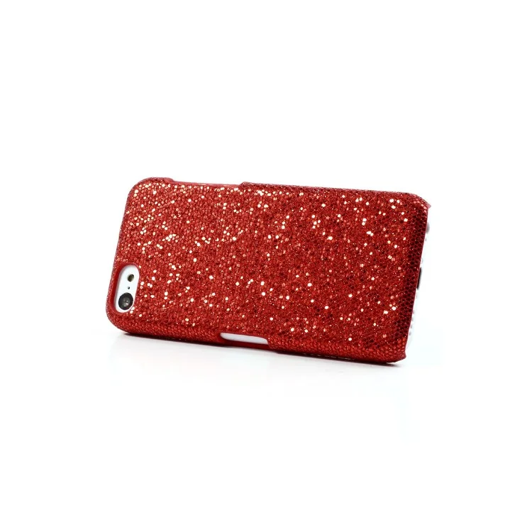 Red Glittery Sequins Leather Coated Hard Cover for iPhone 5c