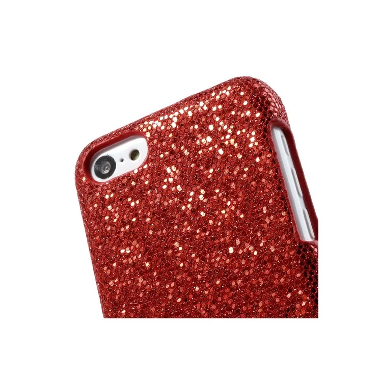 Red Glittery Sequins Leather Coated Hard Cover for iPhone 5c