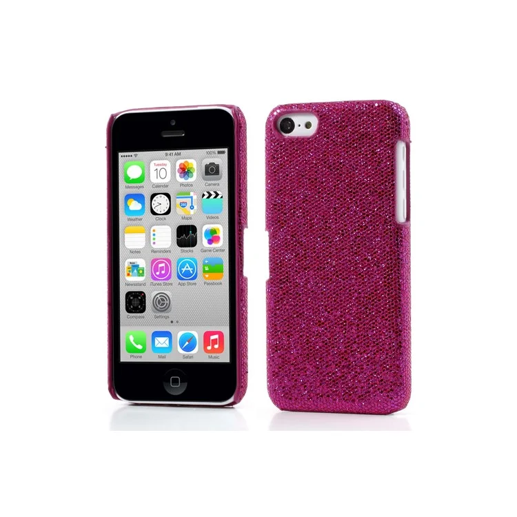 Rose Glittery Sequins Leather Coated Hard Case for iPhone 5c