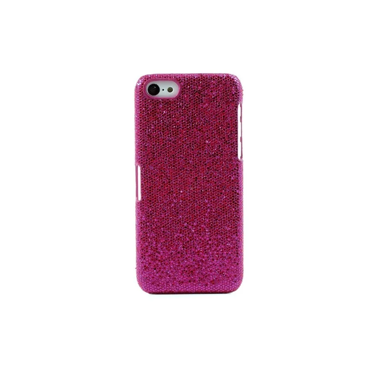 Rose Glittery Sequins Leather Coated Hard Case for iPhone 5c