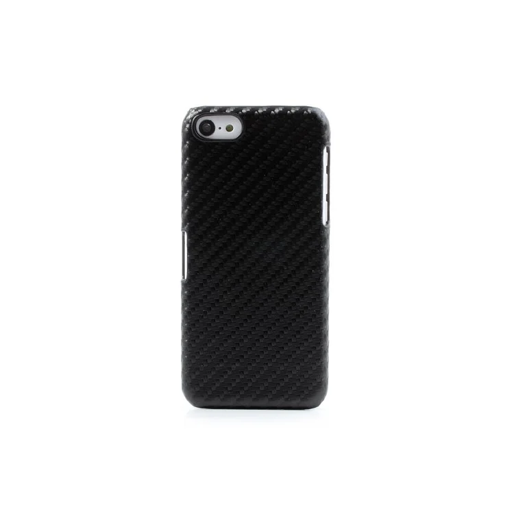Carbon Fiber Leather Skin Hard Back Case for iPhone 5c - Black
