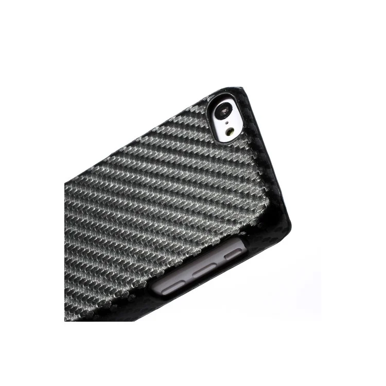 Carbon Fiber Leather Skin Hard Back Case for iPhone 5c - Black
