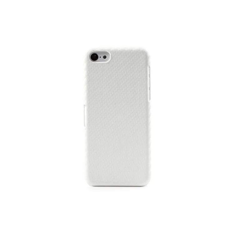 Carbon Fiber Leather Skin Hard Phone Case for iPhone 5c - White