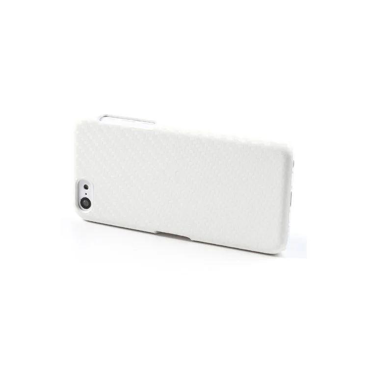 Carbon Fiber Leather Skin Hard Phone Case for iPhone 5c - White