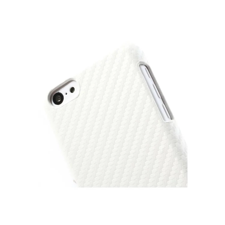 Carbon Fiber Leather Skin Hard Phone Case for iPhone 5c - White