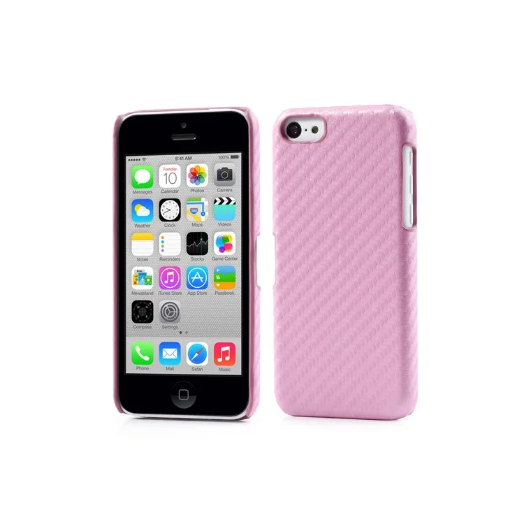 Carbon Fiber Leather Coated for iPhone 5c Hard Shield - Pink