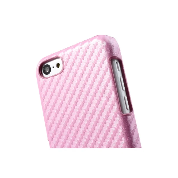 Carbon Fiber Leather Coated for iPhone 5c Hard Shield - Pink