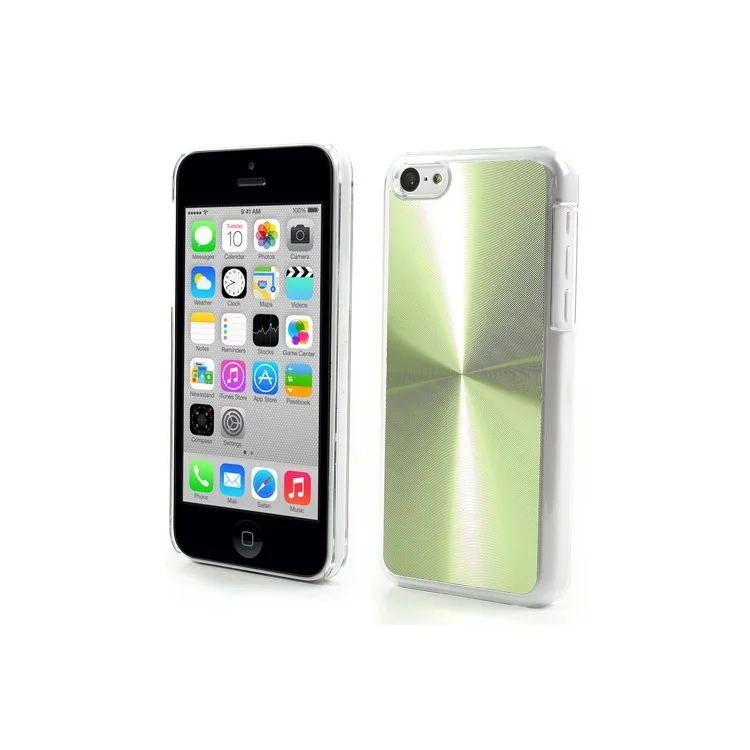 Green CD Lines Aluminium Backplate Plastic Case for iPhone 5c