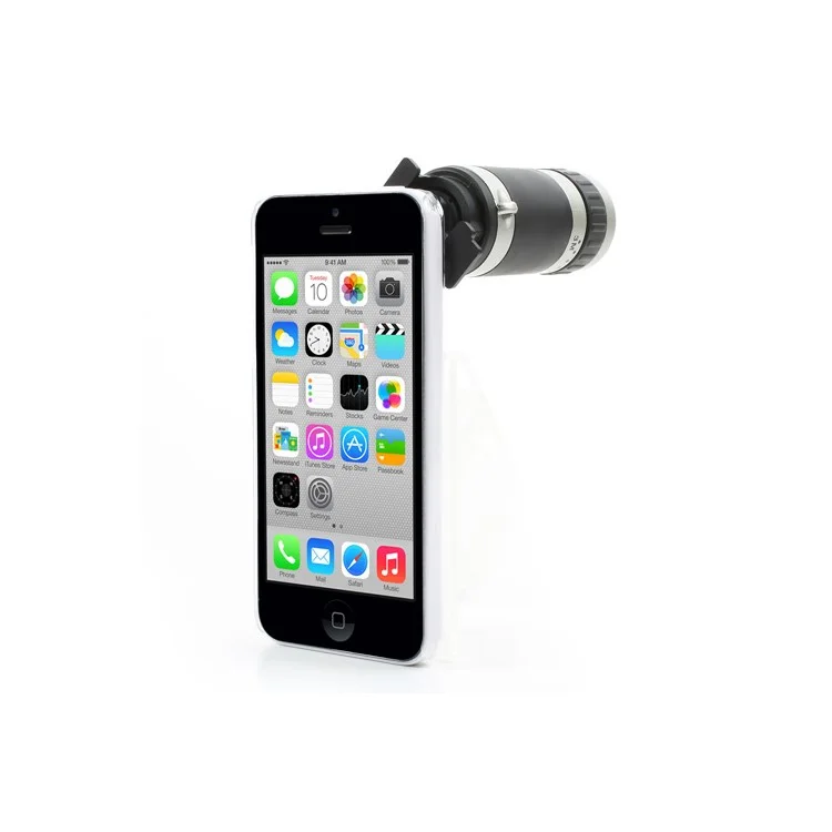 8X Zoom Telescope Camera Lens with Transparent Hard Case for iPhone 5c