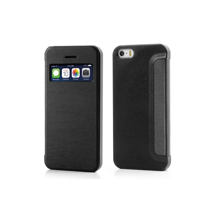 Black Slim S View Leather Flip Cover for iPhone 5s 5