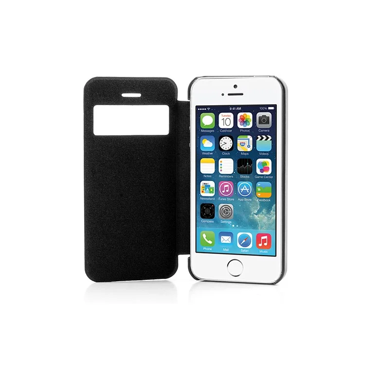 Black Slim S View Leather Flip Cover for iPhone 5s 5