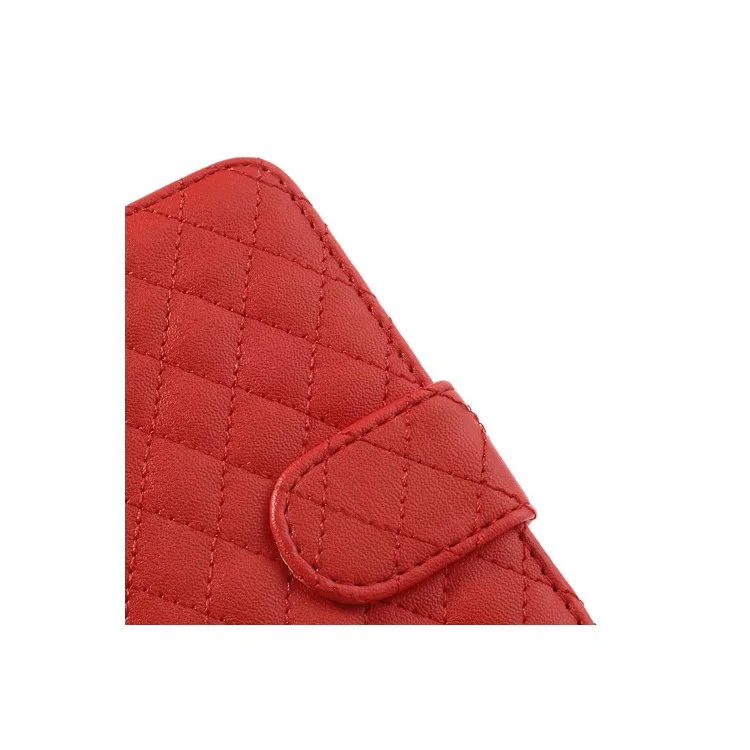 Grid Leather Card Holder Case for iPhone 5 5s - Red