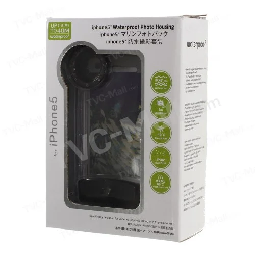 IPX8 Waterproof Photo Housing 40m/130ft Rated Underwater Case for iPhone 5s 5 5c - Black