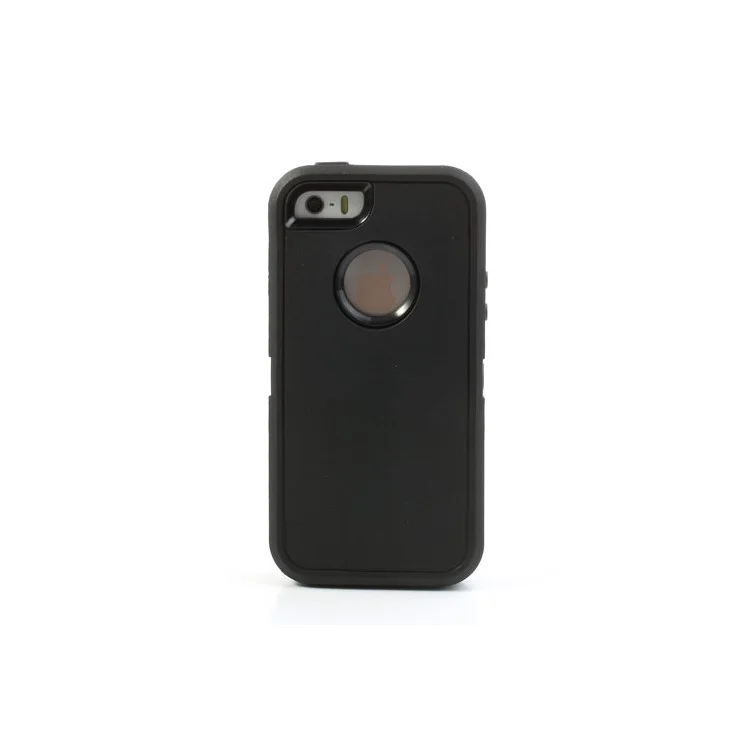 Impact Resistant PC & Silicone Hybrid Case for iPhone 5s 5, with Touchable Front Film - Black