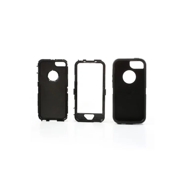 Impact Resistant PC & Silicone Hybrid Case for iPhone 5s 5, with Touchable Front Film - Black