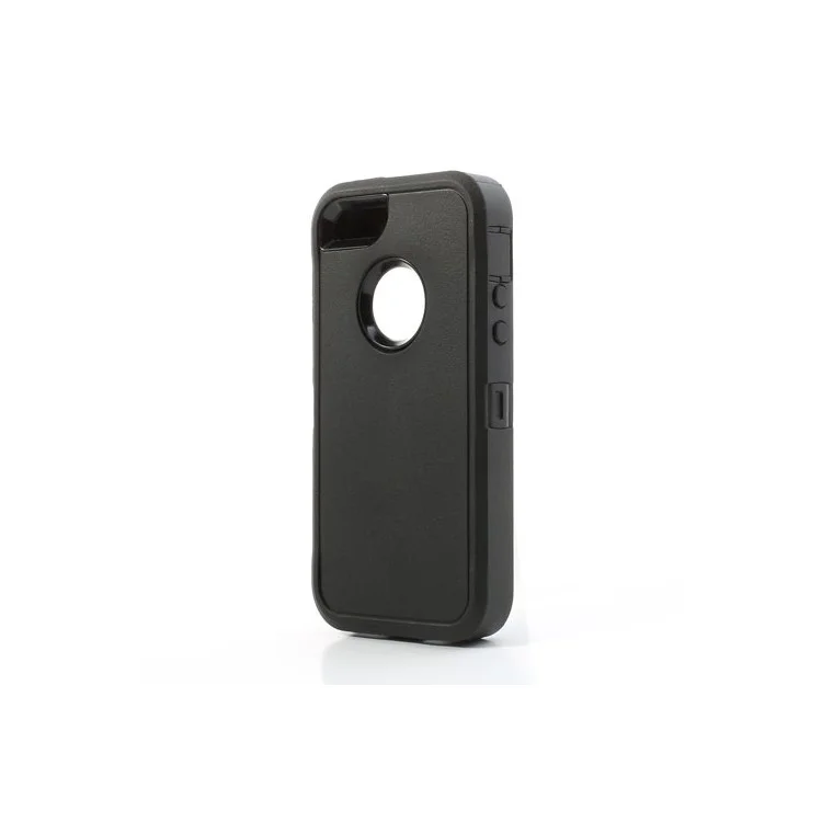 Impact Resistant PC & Silicone Hybrid Case for iPhone 5s 5, with Touchable Front Film - Black