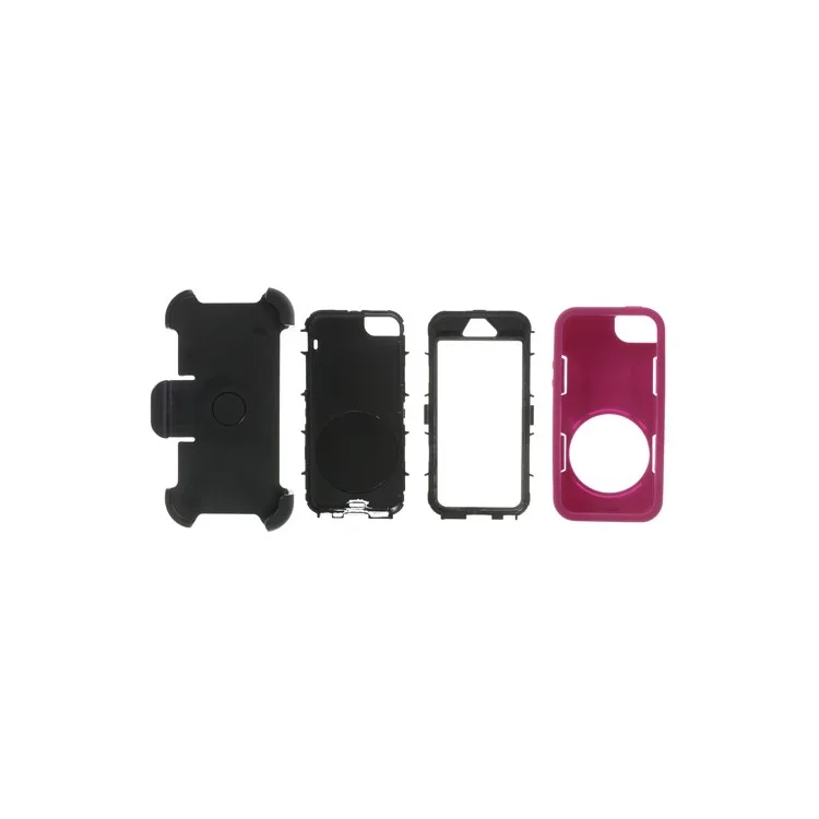 Rose 4-Piece PC & Silicone High Impact Hybrid Case Shell for iPhone 5s 5c 5 w/ Swivel Belt Clip Stand