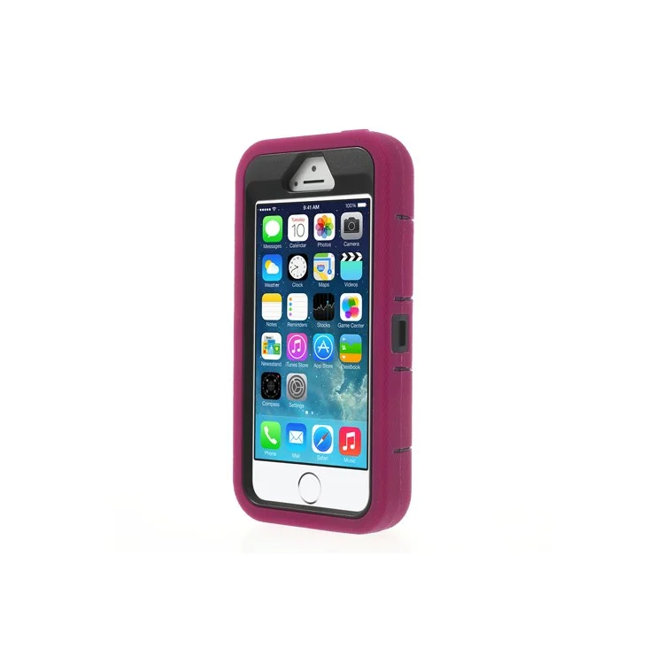 Rose 4-Piece PC & Silicone High Impact Hybrid Case Shell for iPhone 5s 5c 5 w/ Swivel Belt Clip Stand