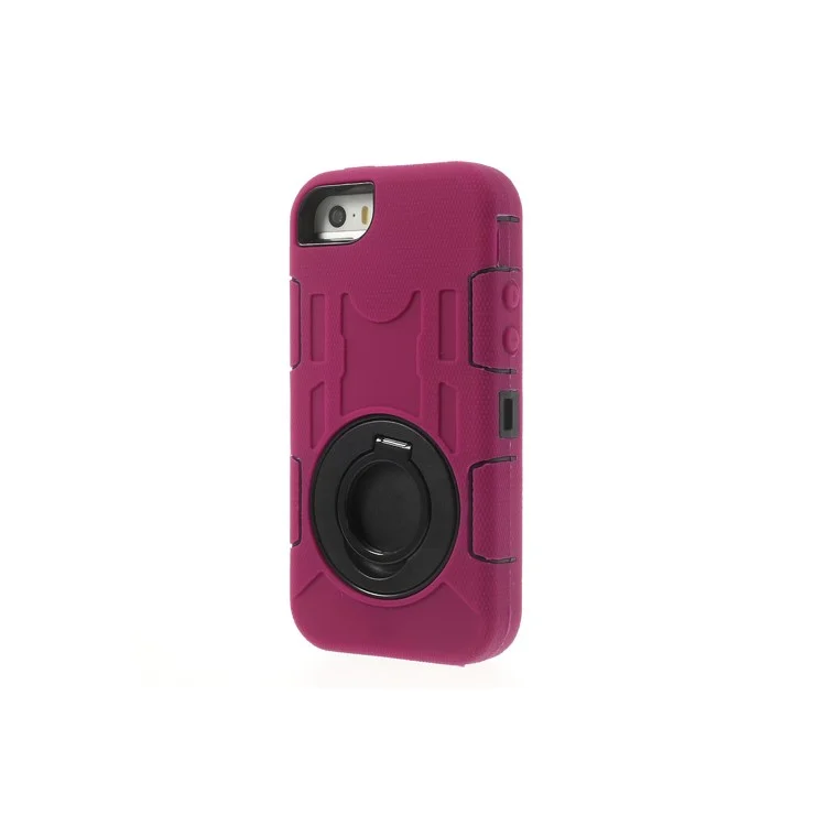 Rose 4-Piece PC & Silicone High Impact Hybrid Case Shell for iPhone 5s 5c 5 w/ Swivel Belt Clip Stand
