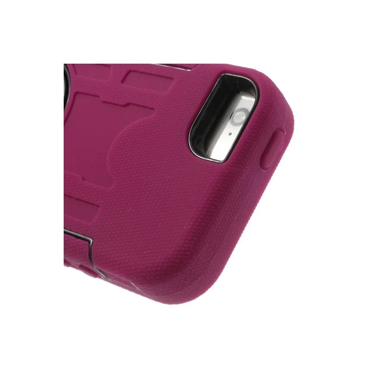 Rose 4-Piece PC & Silicone High Impact Hybrid Case Shell for iPhone 5s 5c 5 w/ Swivel Belt Clip Stand
