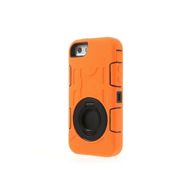 Orange for iPhone 5s 5c 5 4-Piece PC & Silicone High Impact Combo Case w/ Swivel Belt Clip Holder
