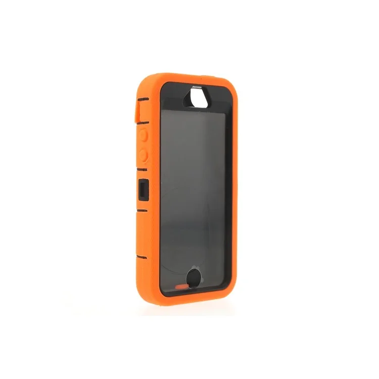 Orange for iPhone 5s 5c 5 4-Piece PC & Silicone High Impact Combo Case w/ Swivel Belt Clip Holder