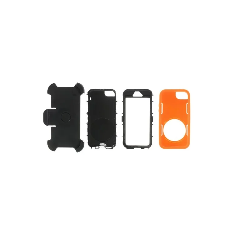 Orange for iPhone 5s 5c 5 4-Piece PC & Silicone High Impact Combo Case w/ Swivel Belt Clip Holder