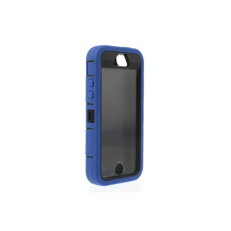 Deep Blue 4-Piece PC & Silicone High Impact Hybrid Cover w/ Swivel Belt Clip Holder for iPhone 5s 5c 5