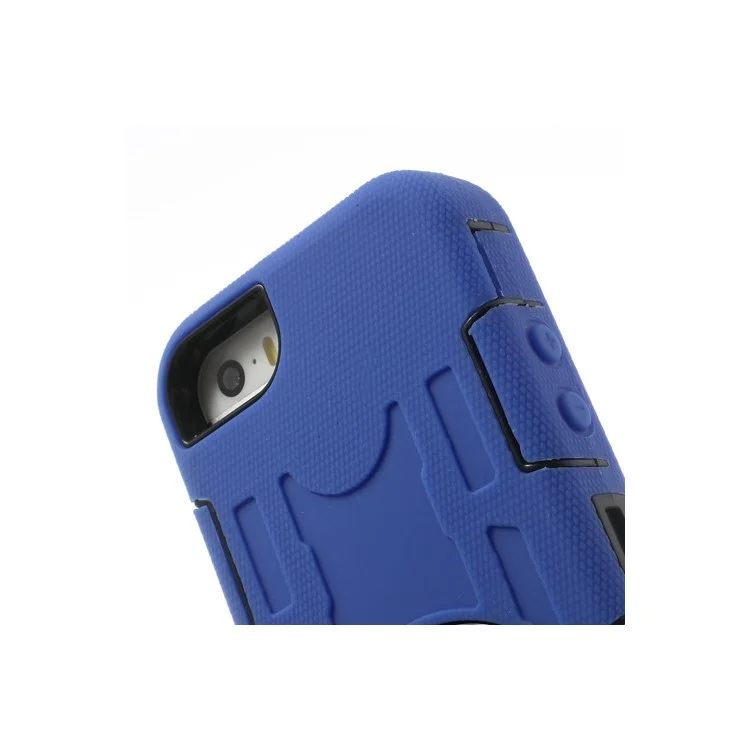 Deep Blue 4-Piece PC & Silicone High Impact Hybrid Cover w/ Swivel Belt Clip Holder for iPhone 5s 5c 5