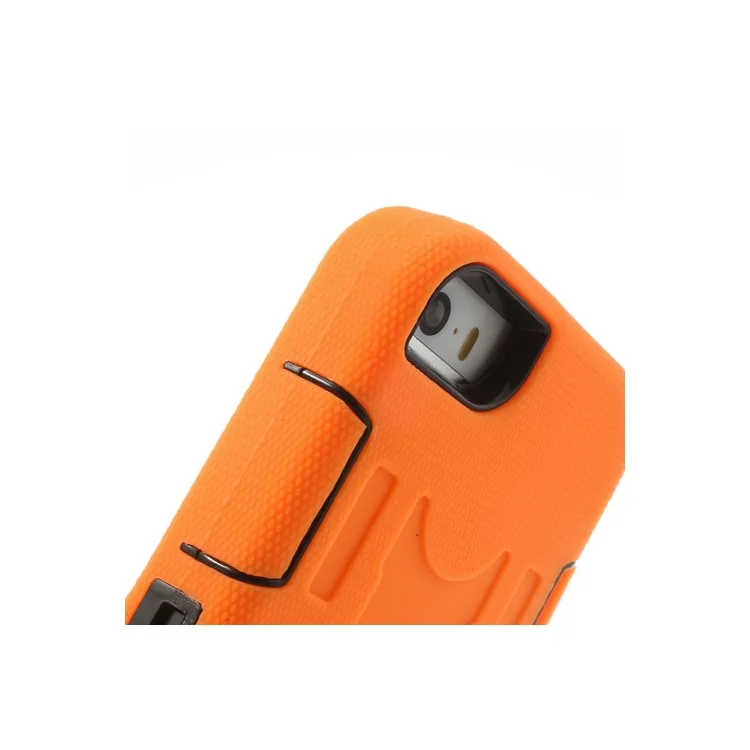 Orange 3-Piece PC & Silicone for iPhone 5s 5c 5 High Impact Combo Armor Case w/ Stand