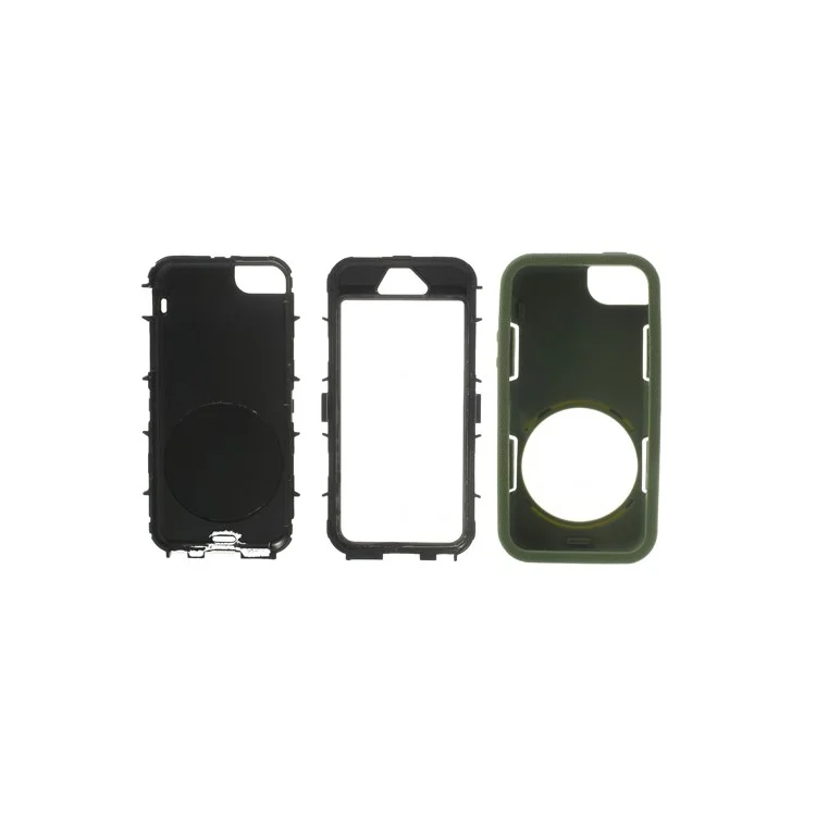 Army Green 3-Piece PC & Silicone for iPhone 5s 5c 5 High Impact Combo Shell w/ Holder