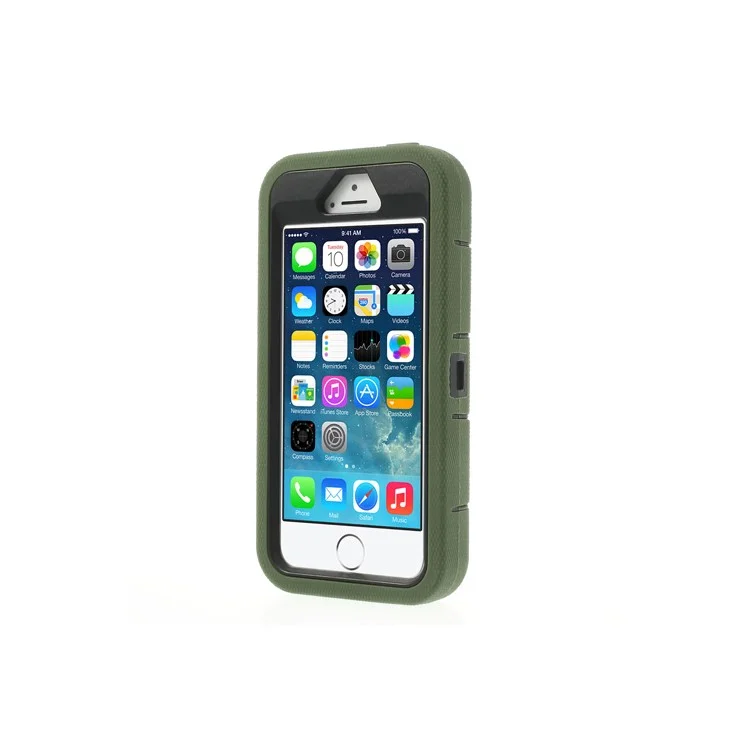 Army Green 3-Piece PC & Silicone for iPhone 5s 5c 5 High Impact Combo Shell w/ Holder