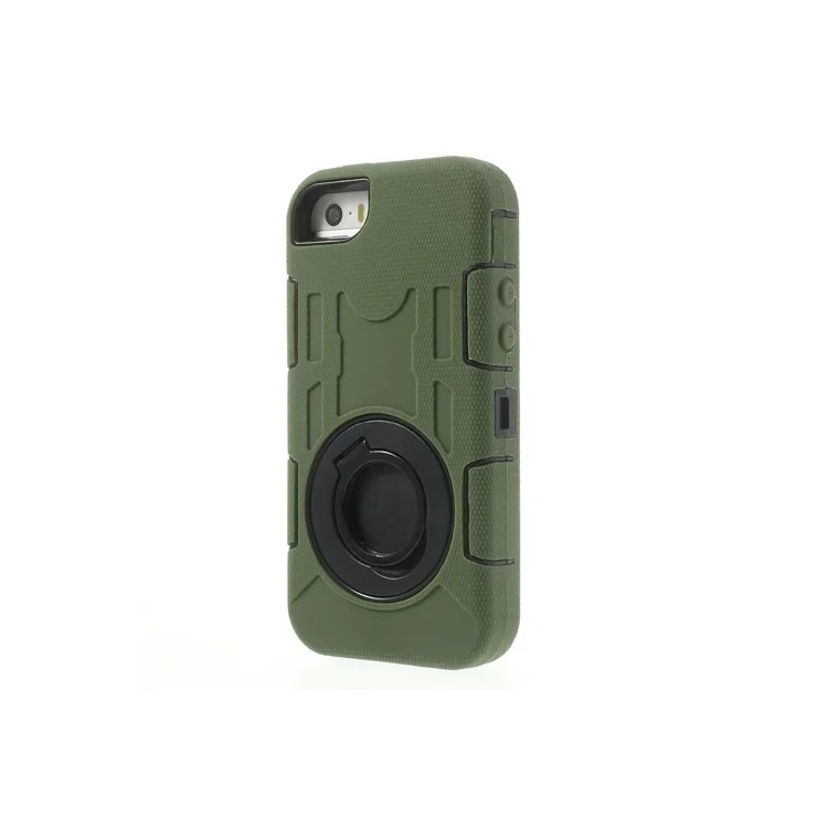Army Green 3-Piece PC & Silicone for iPhone 5s 5c 5 High Impact Combo Shell w/ Holder