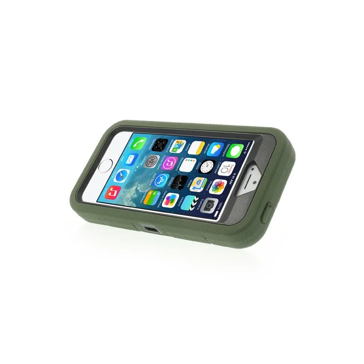 Army Green 3-Piece PC & Silicone for iPhone 5s 5c 5 High Impact Combo Shell w/ Holder