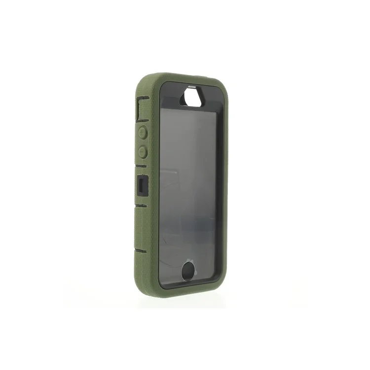 Army Green 3-Piece PC & Silicone for iPhone 5s 5c 5 High Impact Combo Shell w/ Holder