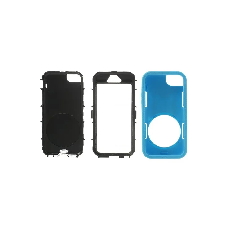 Pale Blue 3-Piece PC & Silicone High Impact Shell Case w/ Circular Stand for iPhone 5s 5c 5