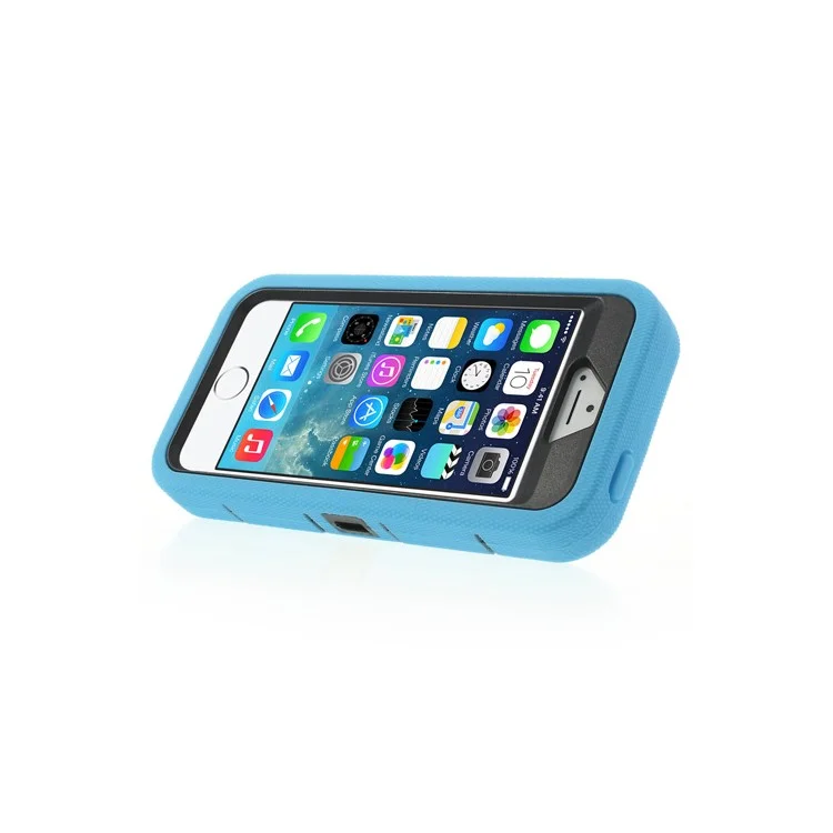 Pale Blue 3-Piece PC & Silicone High Impact Shell Case w/ Circular Stand for iPhone 5s 5c 5