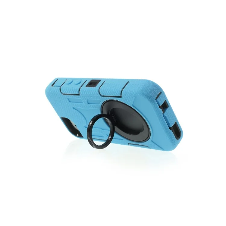Pale Blue 3-Piece PC & Silicone High Impact Shell Case w/ Circular Stand for iPhone 5s 5c 5