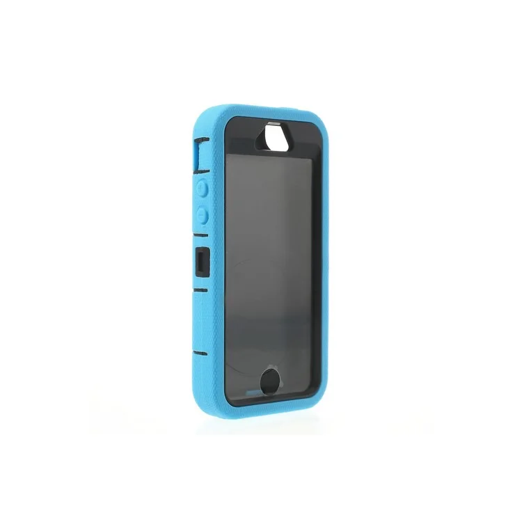 Pale Blue 3-Piece PC & Silicone High Impact Shell Case w/ Circular Stand for iPhone 5s 5c 5