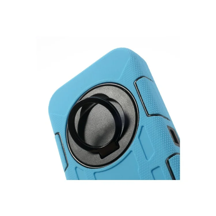 Pale Blue 3-Piece PC & Silicone High Impact Shell Case w/ Circular Stand for iPhone 5s 5c 5