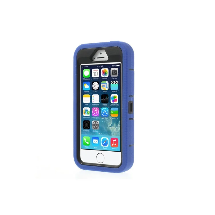 Deep Blue 3-Piece PC & Silicone High Impact Armor Shell w/ Circular Holder for iPhone 5s 5c 5