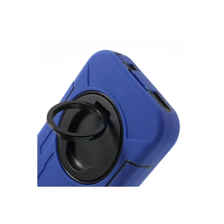 Deep Blue 3-Piece PC & Silicone High Impact Armor Shell w/ Circular Holder for iPhone 5s 5c 5