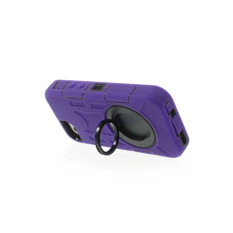 Purple 3-Piece PC & Silicone High Impact Armor Hybrid Case w/ Stand for iPhone 5s 5c 5