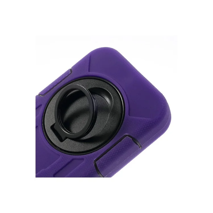 Purple 3-Piece PC & Silicone High Impact Armor Hybrid Case w/ Stand for iPhone 5s 5c 5