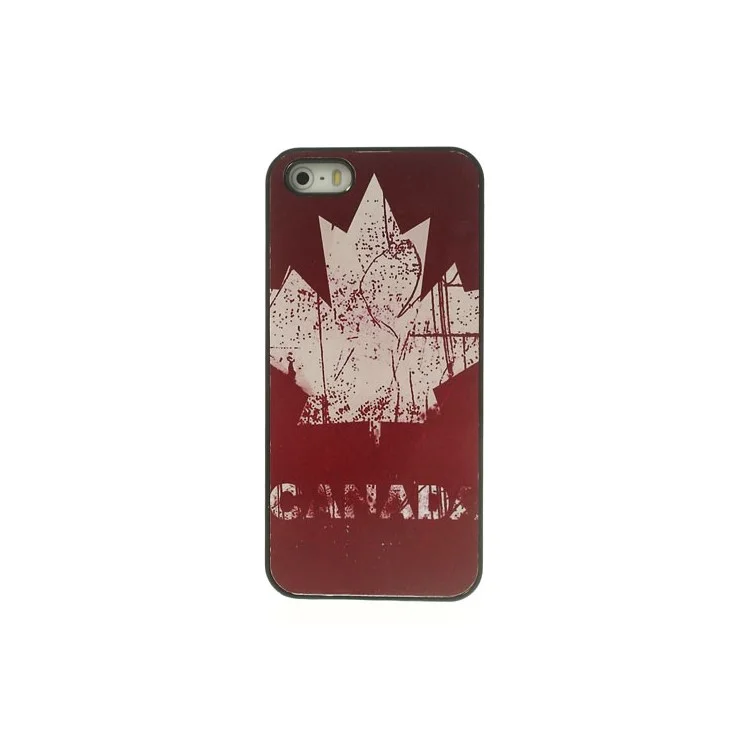 Canada Maple Leaf Retro Pattern Glossy Aluminum Hard PC Case for iPhone 5 5s