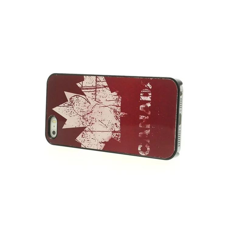 Canada Maple Leaf Retro Pattern Glossy Aluminum Hard PC Case for iPhone 5 5s