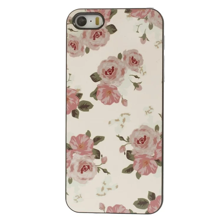 For iPhone 5 5S Spray Roses Pattern Beige Background Plastic Hard Shell