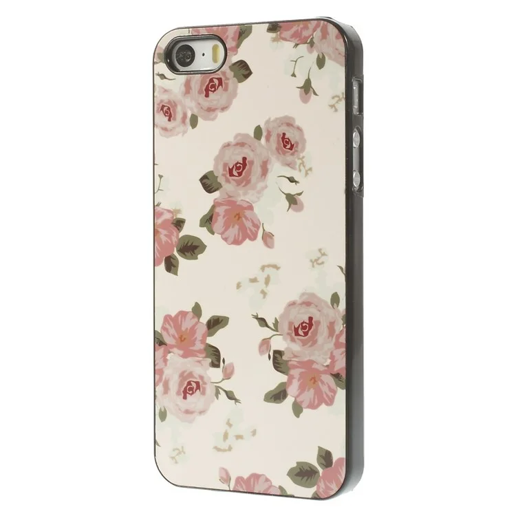For iPhone 5 5S Spray Roses Pattern Beige Background Plastic Hard Shell