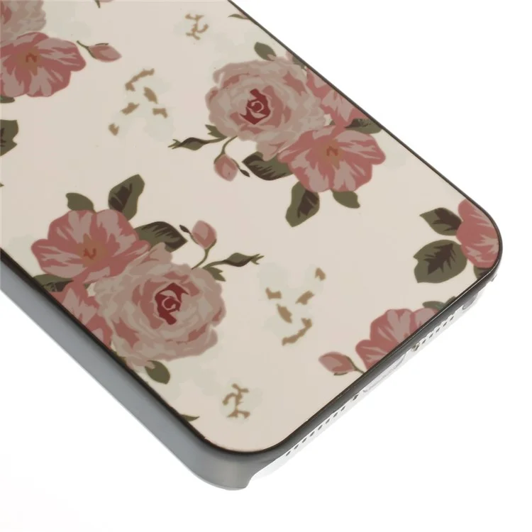 For iPhone 5 5S Spray Roses Pattern Beige Background Plastic Hard Shell