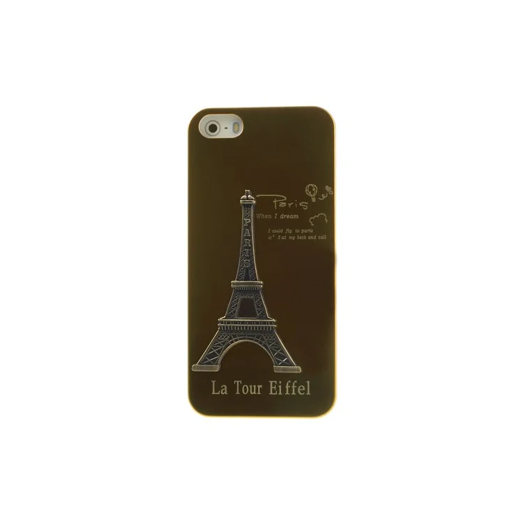 3D Eiffel Tower Plating Metal & Plastic Back Case for iPhone 5s 5 - Gold